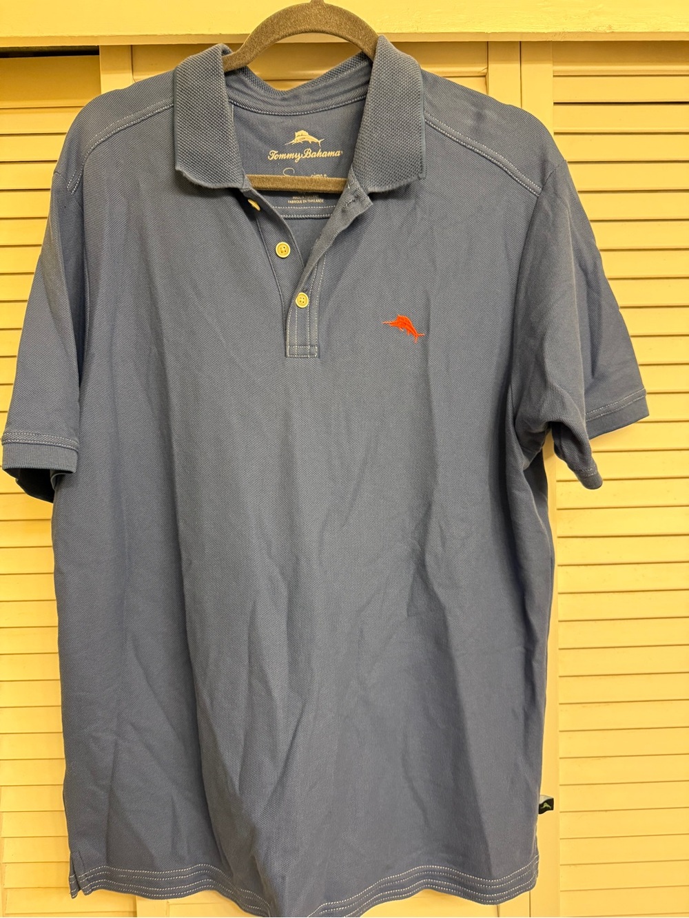 Tommy Bahama Men's Sz M Blue Polo Shirt with Orange Logo